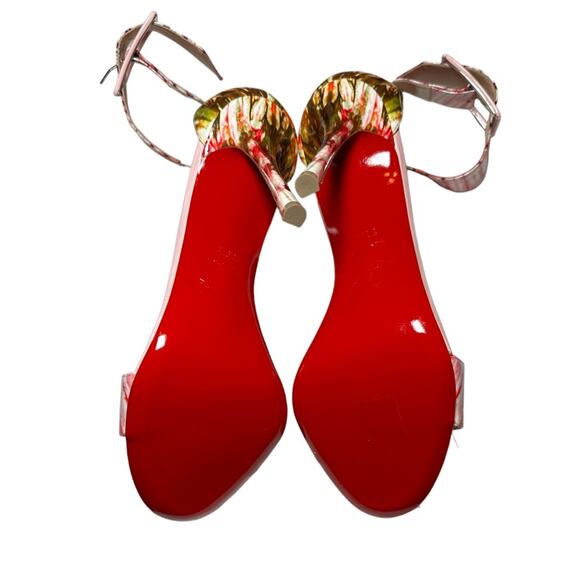 Christian Louboutin NIB Blade Runana Pink Multi Patent Ankle Strap Sandals 39.5
